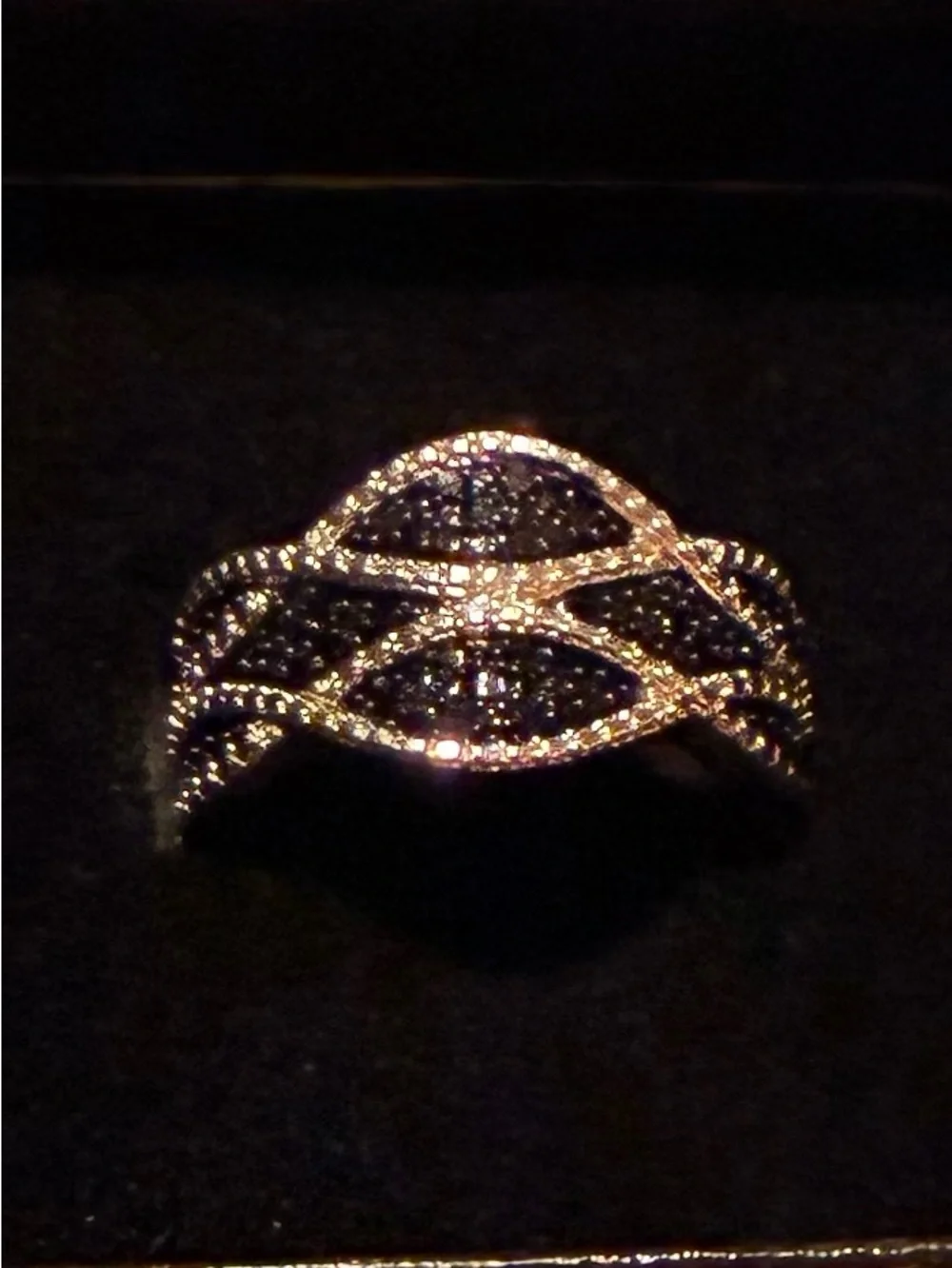 Elegant Twisted Pavé Diamond Ring - White Gold over Sterling Silver